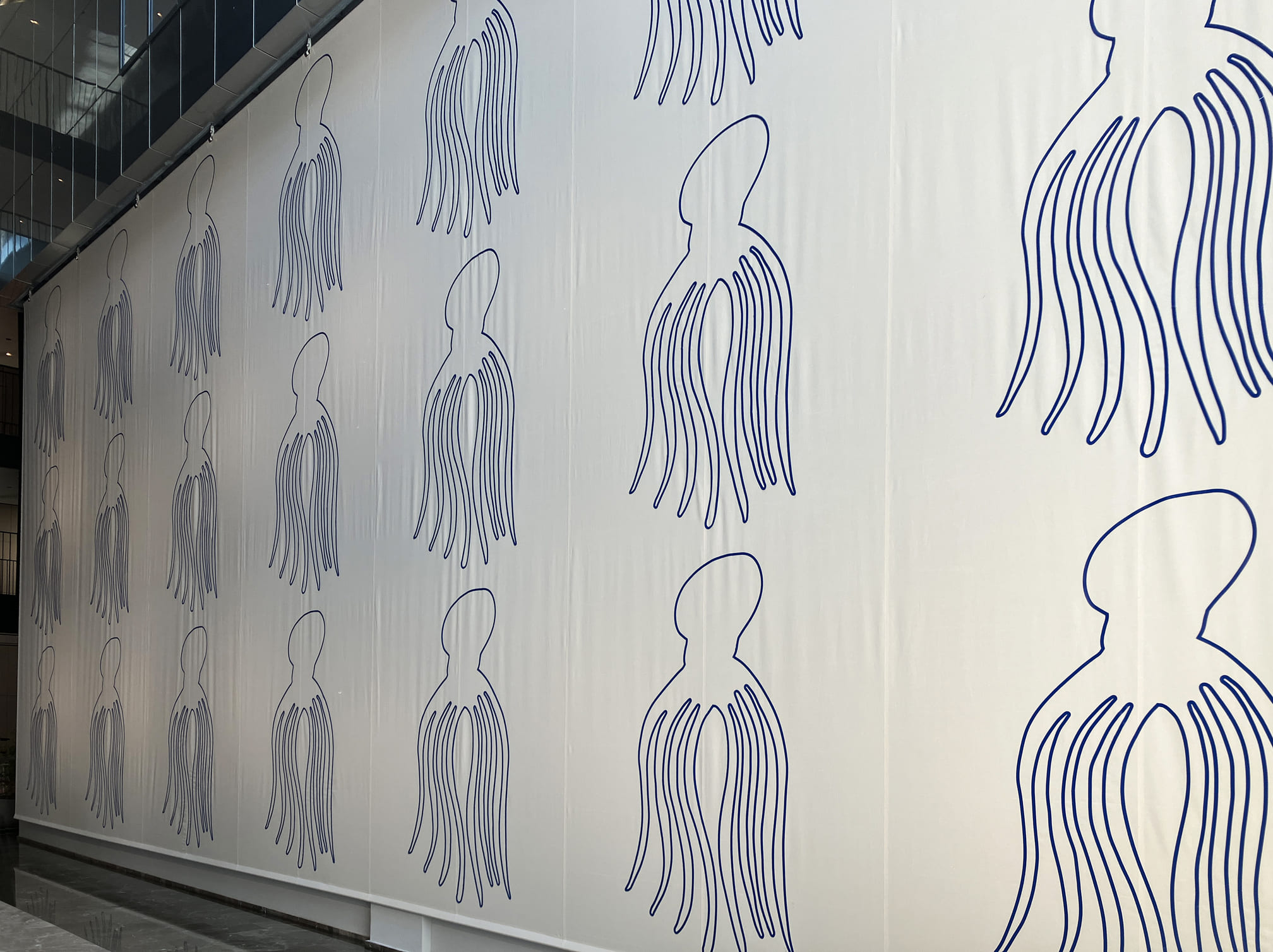 Ilias Papailiakis - 21 Octopuses - Fabric - Thread - PVC - 8,5 x 16,5 m - Intercontinental Hotel - Crete -2024